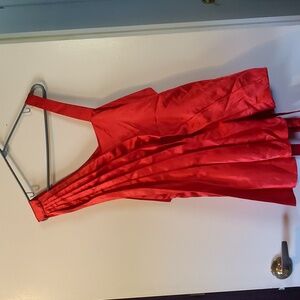 Chic Red Pleated One-Shoulder Blouse